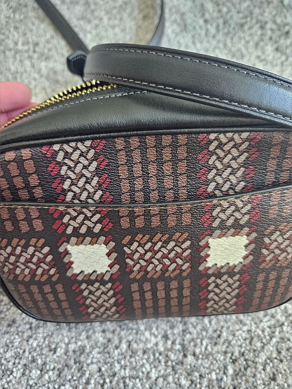 Coach Mini Jamie Plaid Crossbody Bag in Brown/Black